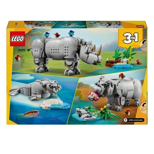 Конструктор LEGO Creator Дикі тварини: величний носоріг з птахами 31171 31171